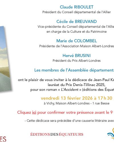 Remise du Prix Tillinac à Jean-Paul Kauffmann le 13 février
